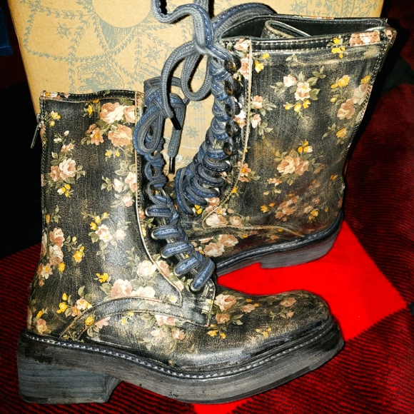 Free People floral combat boots - Picture 1 of 6